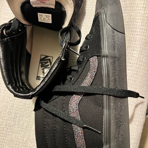 *New Vans Custom Made Black and Glitter High-Tops - Picture 2 of 5
